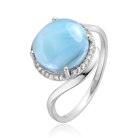 Anillo en plata con Larimar