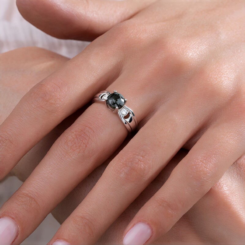Snowflake Obsidian Silver Ring