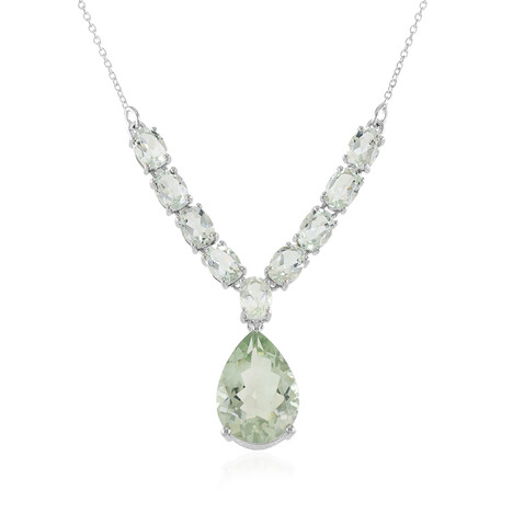 Green Amethyst Silver Necklace