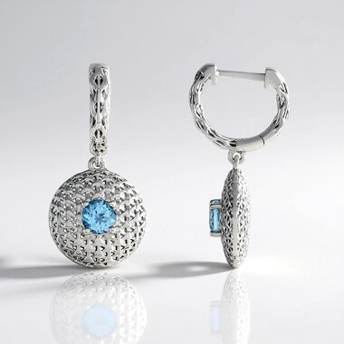 Kolczyki ze srebra platynowanego - Topaz błękitny Sky Blue (MONOSONO COLLECTION)