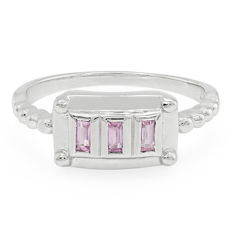 Bague en argent et Saphir rose de Ceylan