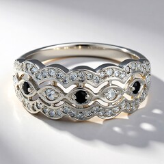 Anello in argento con Spinello Nero e Zaffiro Bianco