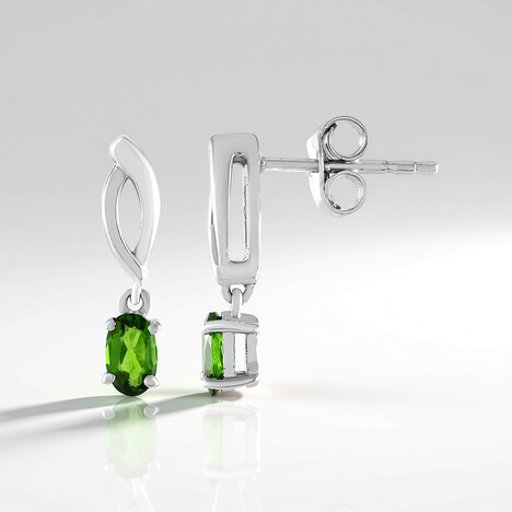 Orecchini in argento con Diopside Russo
