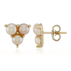 Pendientes en plata con Perla durazno Freshwater