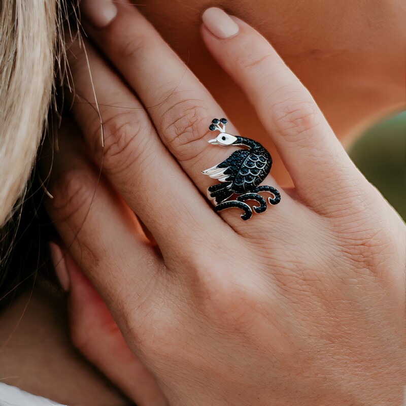 Bague en argent et Spinelle noir