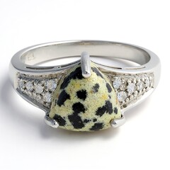 Anello da uomo in argento con Diaspro Dalmata