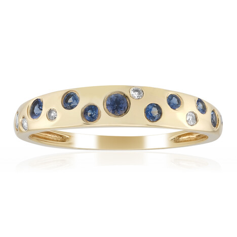 Anillo en oro con Zafiro azul Ceylon