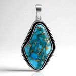 Ciondolo in argento con Turchese Ramato Blu Mohave (Jones Lee)