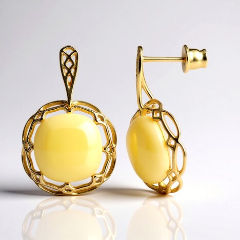 Orecchini in argento con Ambra Milky Baltica (dagen)