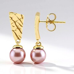 Orecchini in argento con Perla Ming Porpora (TPC)