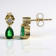 Boucles d'oreilles en or et Emeraude de Zambie AAA