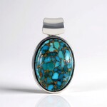 Ciondolo in argento con Turchese Ramato Blu Mohave (MONOSONO COLLECTION)