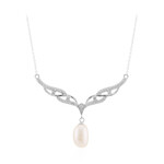 Weiße Süßwasserzuchtperlen-Silbercollier