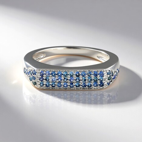 Bague en argent et Saphir bleu