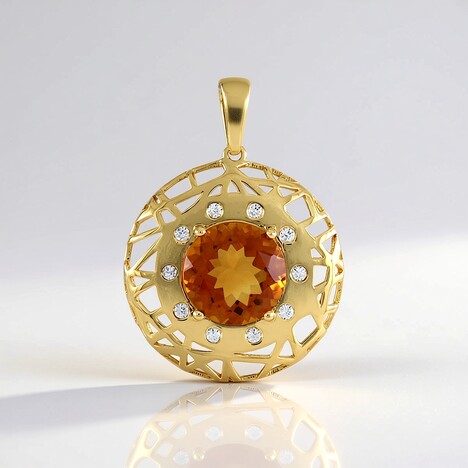 Pendentif en argent et Citrine brandy (Ornaments by de Melo)