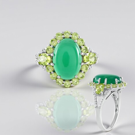 Anello in argento con Onice Verde