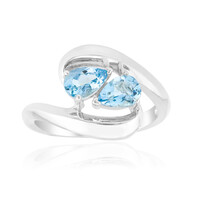 Bague en argent et Aigue-marine du Mozambique (Pallanova)