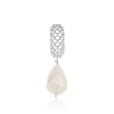 Zilveren hanger met een Witte zoetwater kweekparel (MONOSONO COLLECTION)