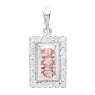 Zilveren hanger met Padparadscha saffieren