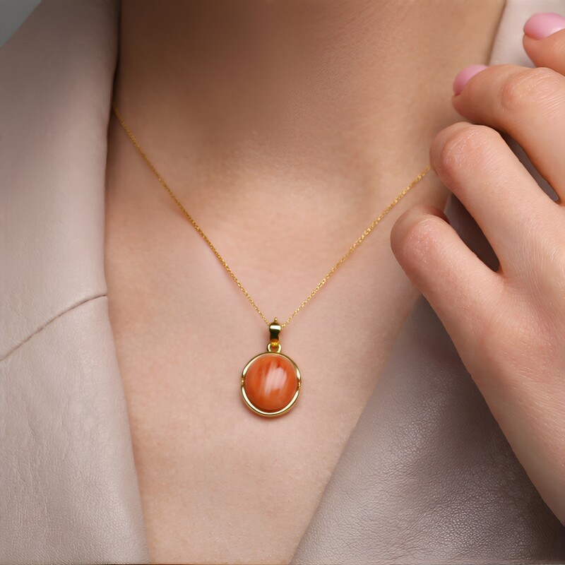 Zilveren hanger met een Oranje stekelige oester