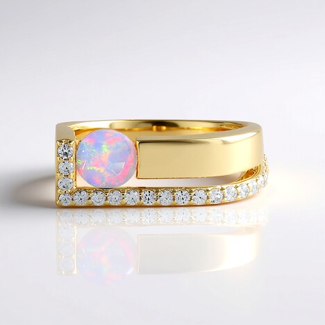 Anello in oro con Opale di Welo AAA (de Melo Gold)