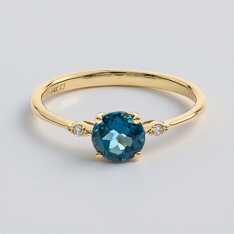 Anello in oro con Topazio Blu Londra