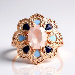 Anello in argento con Quarzo Rosa