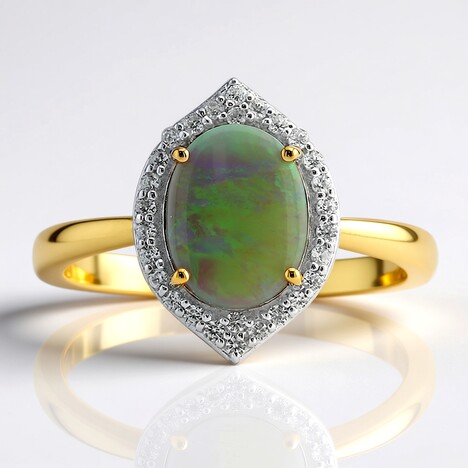 Anello in oro con Opale Nero Crystal di Lightning Ridge (Mark Tremonti)