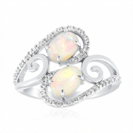 9K Brazilian White Opal Gold Ring