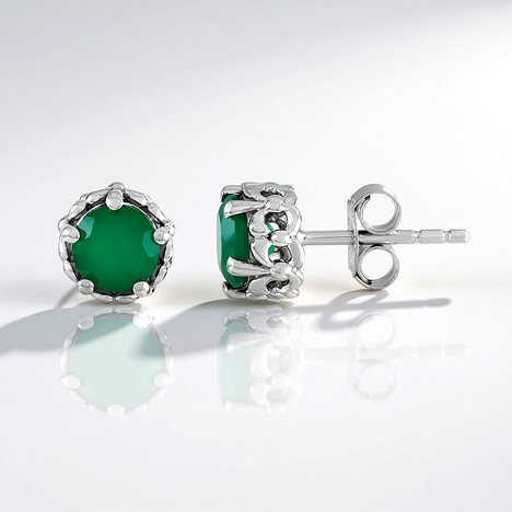 Orecchini in argento con Onice Verde