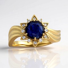 Anello in oro con Zaffiro Blu del Madagascar (de Melo Gold)