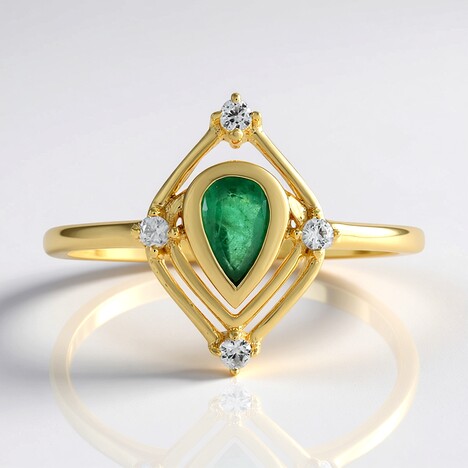 Anello in argento con Smeraldo Russo