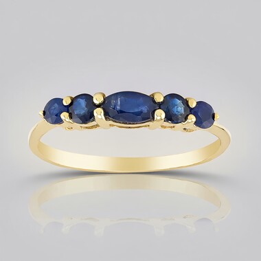 Anillo en oro con Zafiro de Kanchanaburi
