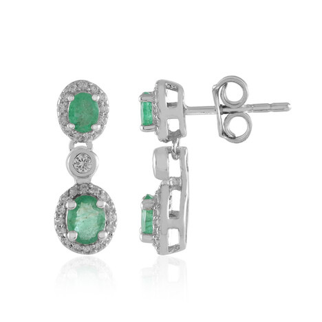 Sambia-Smaragd-Silberohrringe