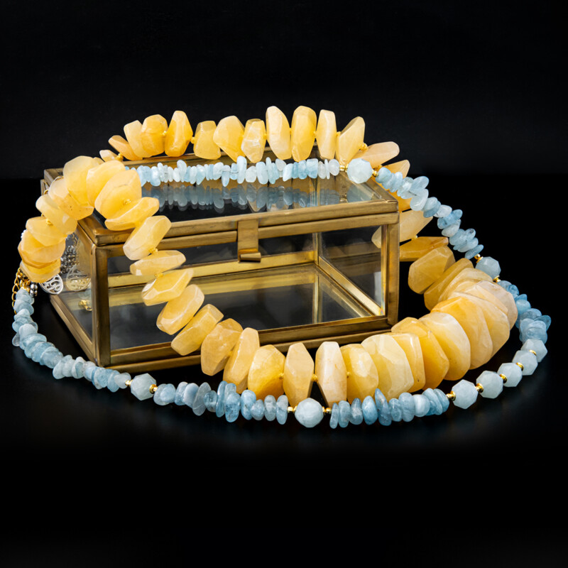 Aquamarin-Silberhalskette