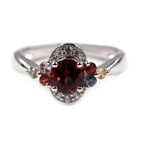 Mosambik-Granat-Silberring