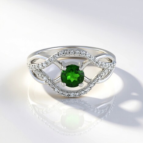 Anello in argento con Diopside Russo