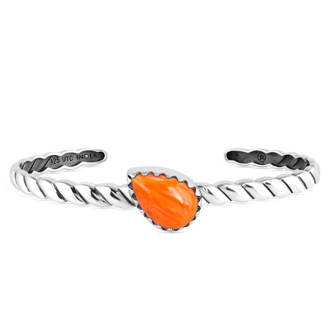 Orange Stachelauster-Silberarmreif (Desert Chic)