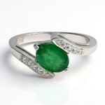 Anello placcato in platino con Smeraldo Bahia