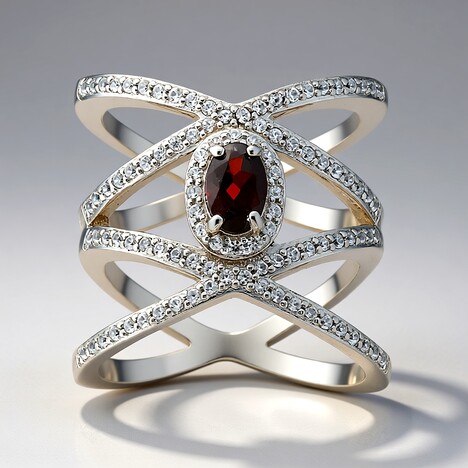 Anello in argento con Granato