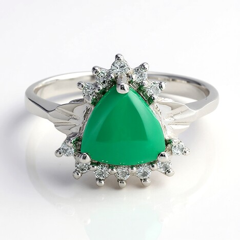 Bague en argent et Calcédoine verte