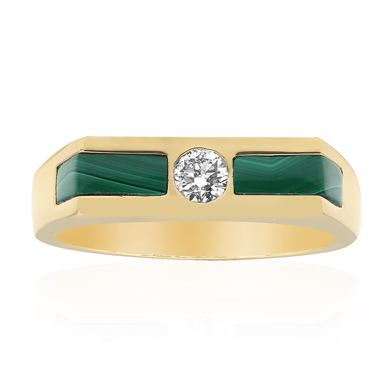 Chic 585 Gold Malachit & Diamant Ring, DR Kongo, 1,64 ct