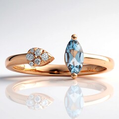 Gouden ring met een AAA Braziliaanse Aquamarijn