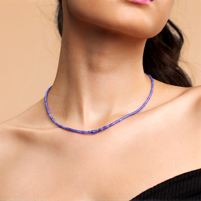 Tansanit-Silberhalskette