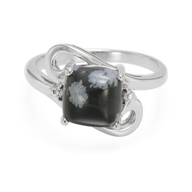 Schneeflocken-Obsidian-Silberring