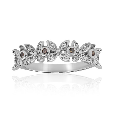 I2 Champagne Diamond Silver Ring