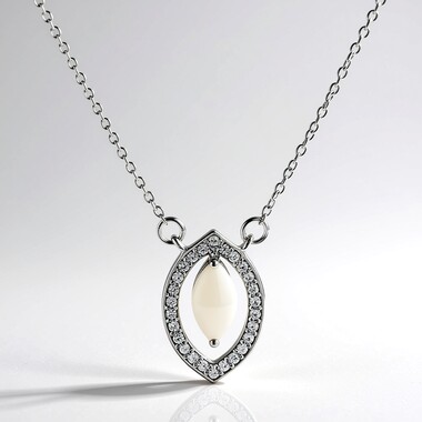 Weißer Opal-Silbercollier