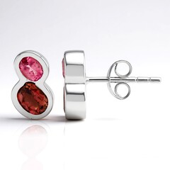 Boucles d'oreilles en argent et Tourmaline rose du Brésil  (Pallanova)