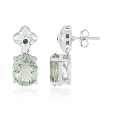 Green Amethyst Silver Earrings