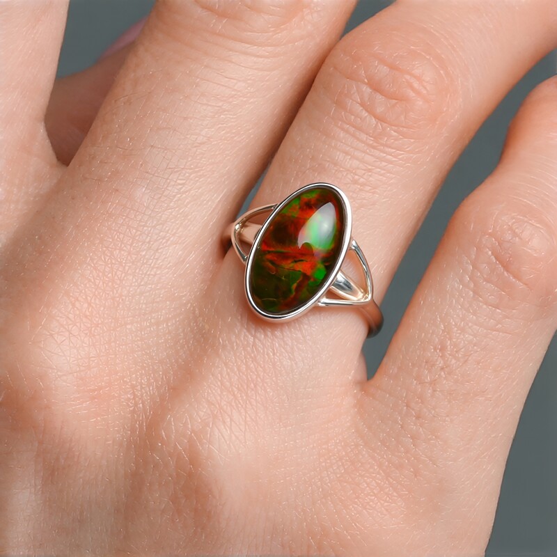 Ammolite Silver Ring